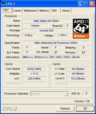 Проверка разгонного потенциала трех процессоров Athlon 64 3500+ (Venice) 