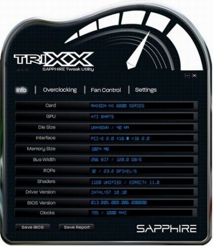 Программа Sapphire TriXX для видеокарты
